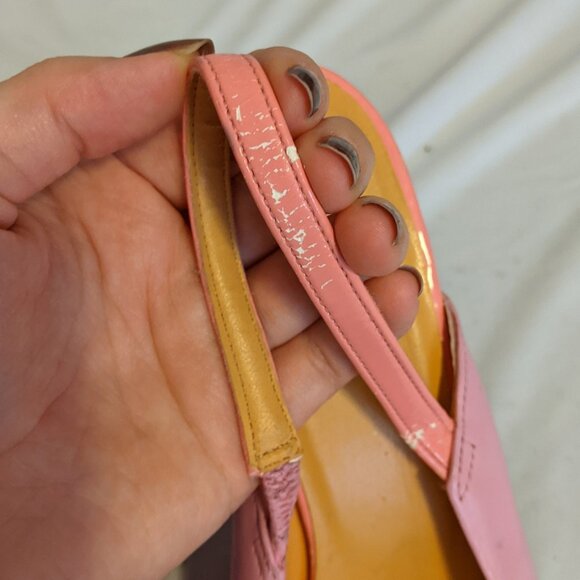 Vintage Y2K BCBG Pink Slingback Heels Square Toe Barbiecore Shoes Chunky Heel 8 - Picture 7 of 16